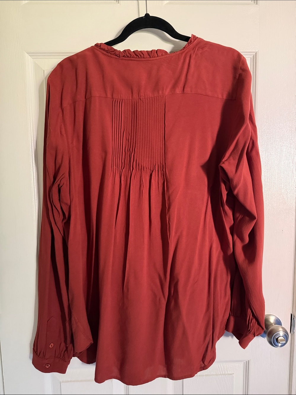 Sundance Rust Pintuck Ruffle Long-Sleeve Tunic - Picture 3 of 3